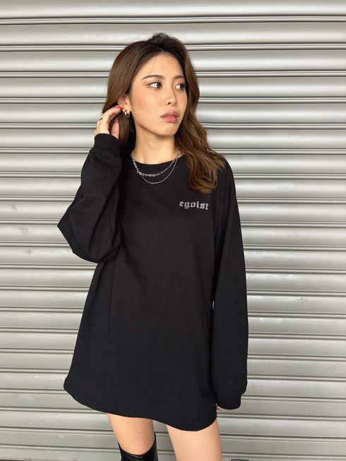 ラインストーンロゴユニセックスロンT